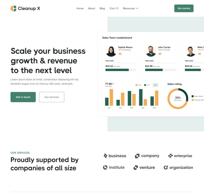 Home V2 Page - CleanUp X Webflow Template