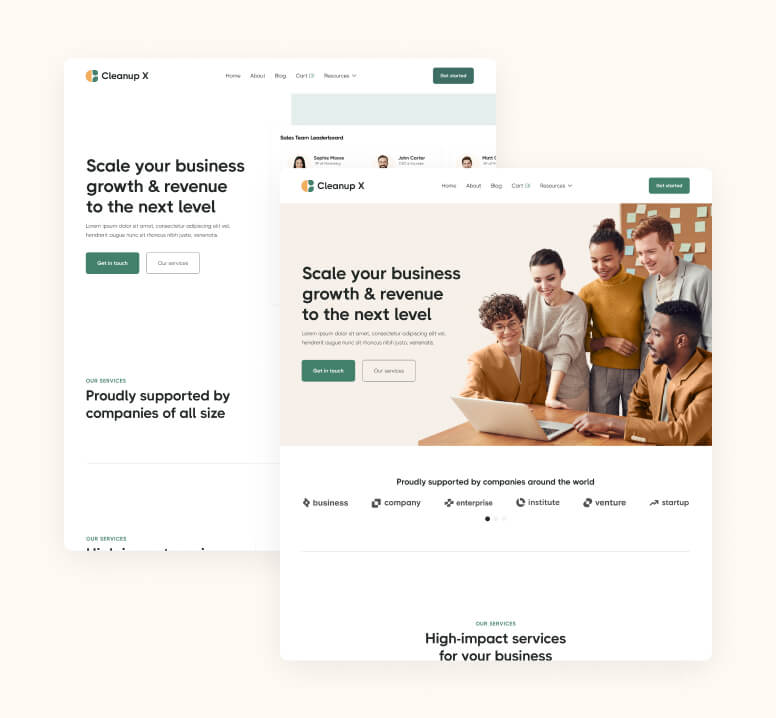 Pages Included - CleanUp X Webflow Template